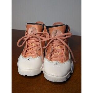 Jordan Basketball Shoes Youth Size 1Y Peach White 6 Rings JUMPMAN High Top Kids